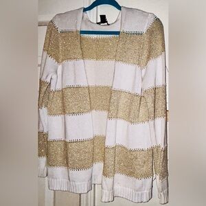 Chic White and Gold Women's Cardigan